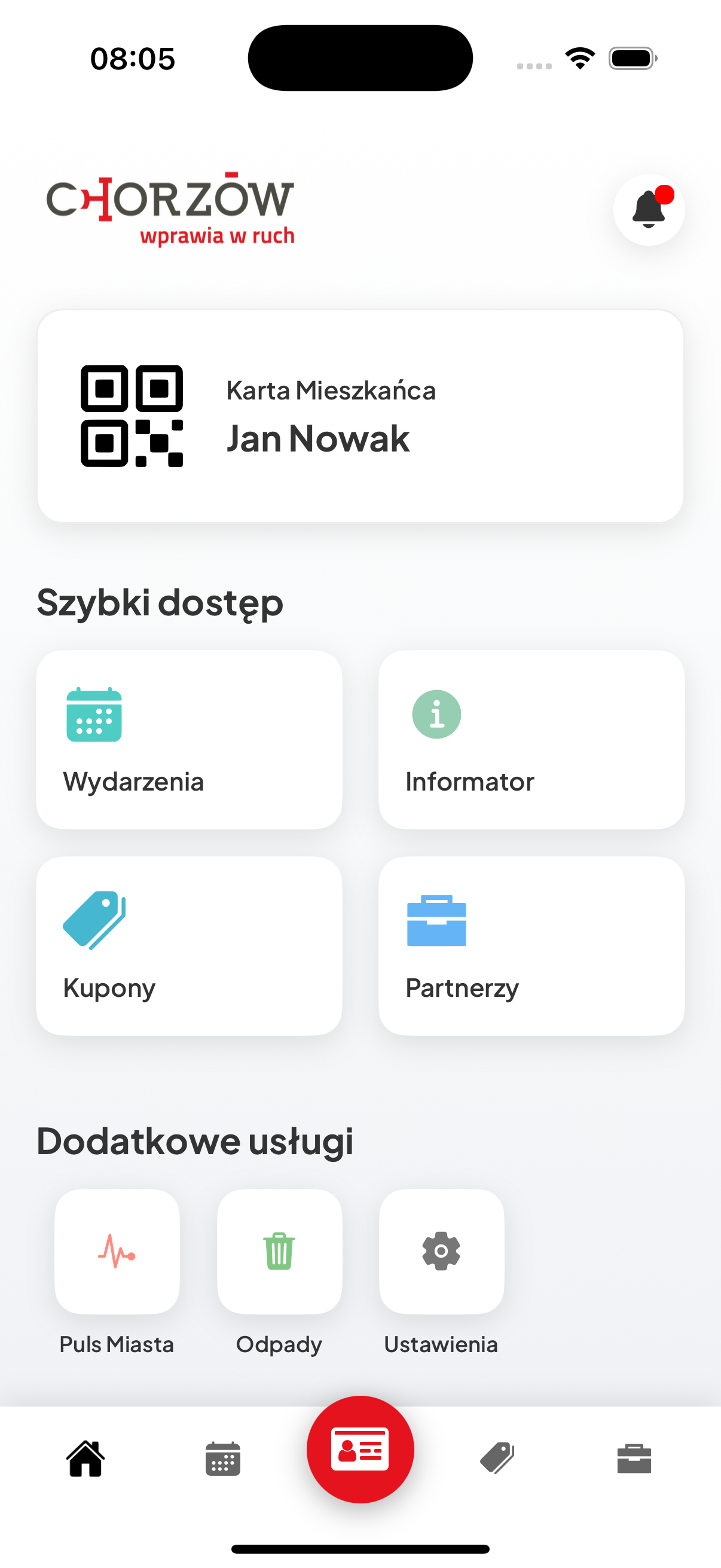 Mockup aplikacji mobilnej TenkaiCity na smartfonie